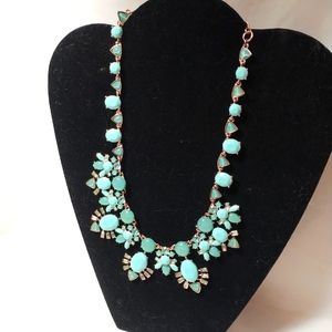 GORGEOUS KENT & KINGS GOLD, AQUA, AND LIGHT JADE STONE AND GEMMED NECKLACE.